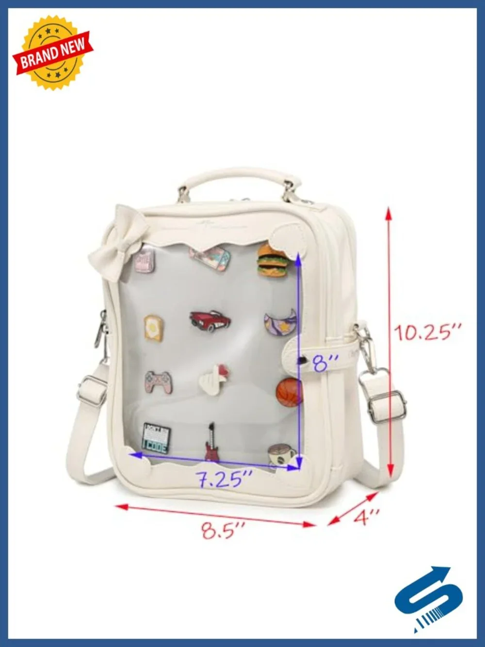 Kawaii Ita Bag Crossbody Backpack Clear Window Display Case for Anime Pins